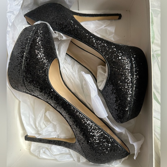 Nine West “For Tonight” Black Glitter Pumps size 9 1/2 M - Picture 3 of 11